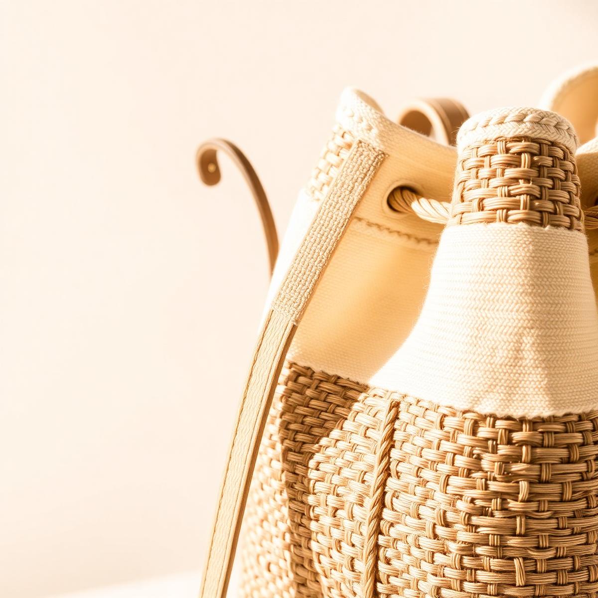 Detail of the drawstring top and adjustable strap