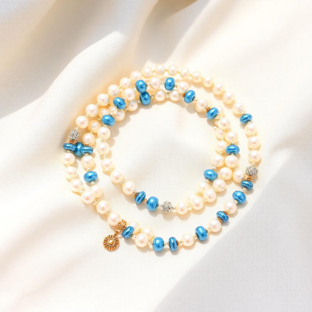 Daisy Body Chain · Pearl White and Blue