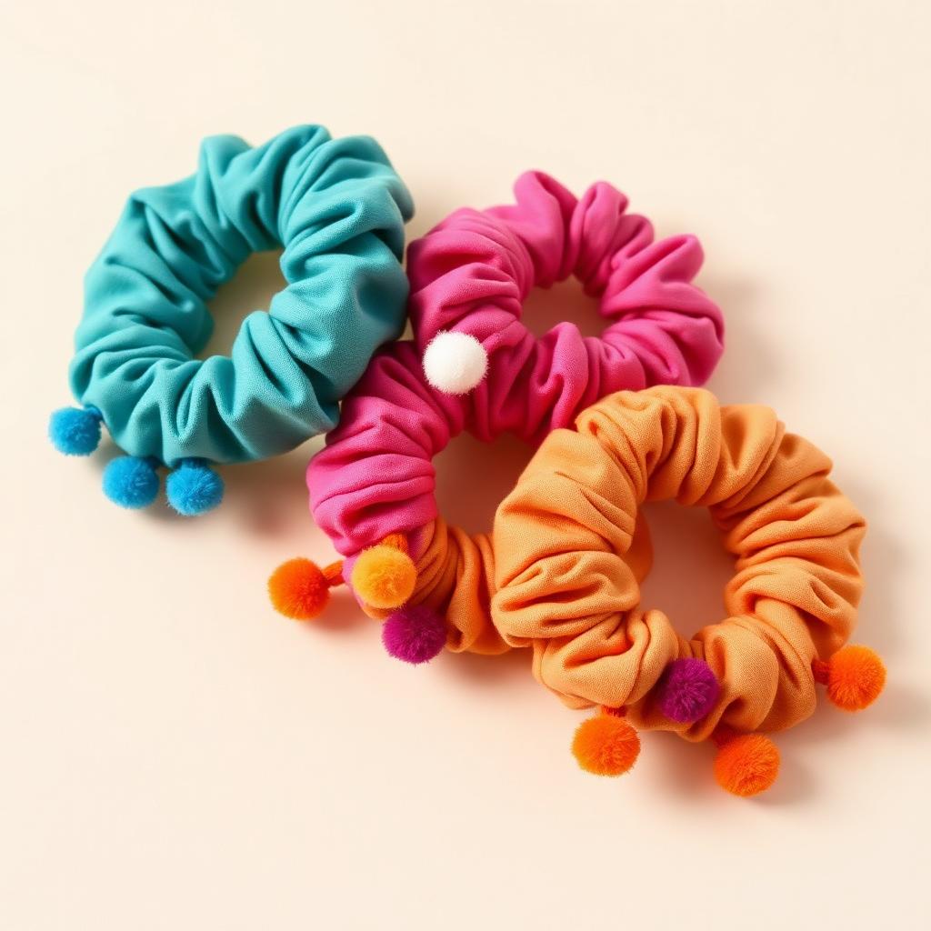 Pom Scrunchie Set